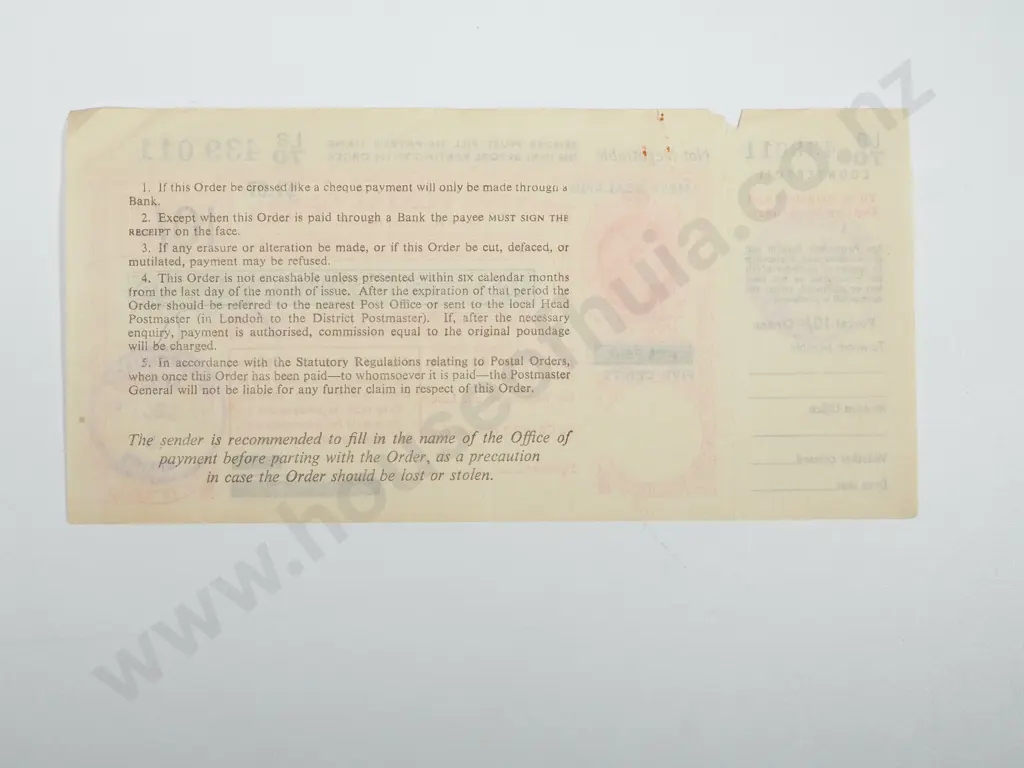 New Zealand 1969 British Postal Order Image 1++