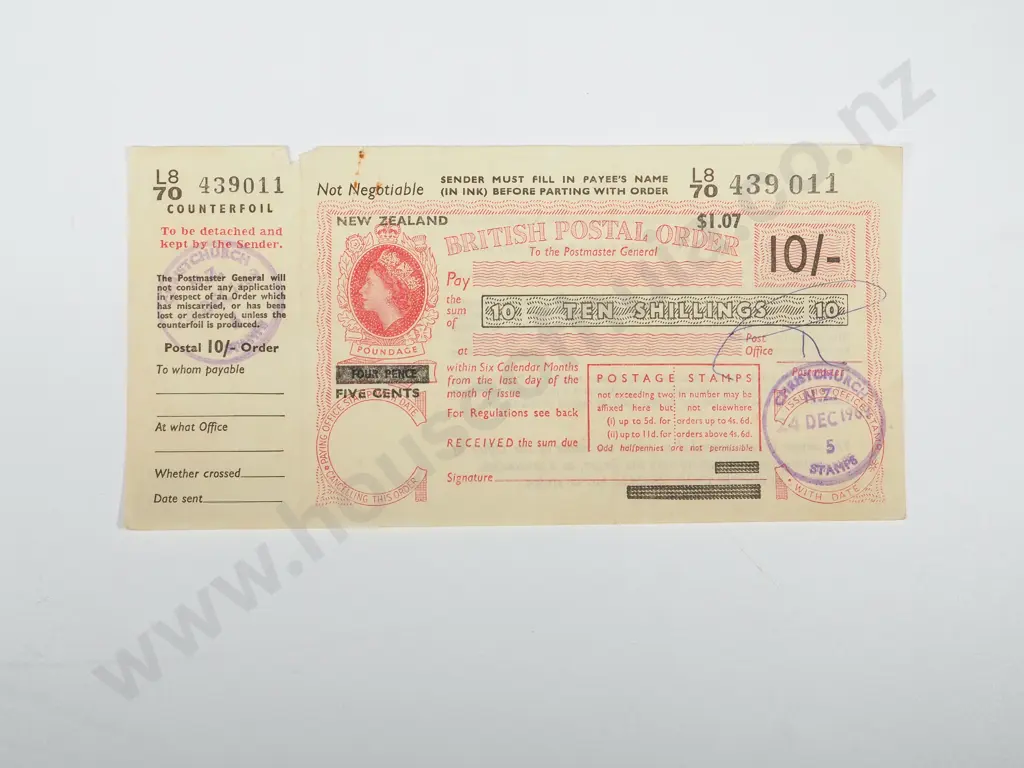 New Zealand 1969 British Postal Order Image 1++