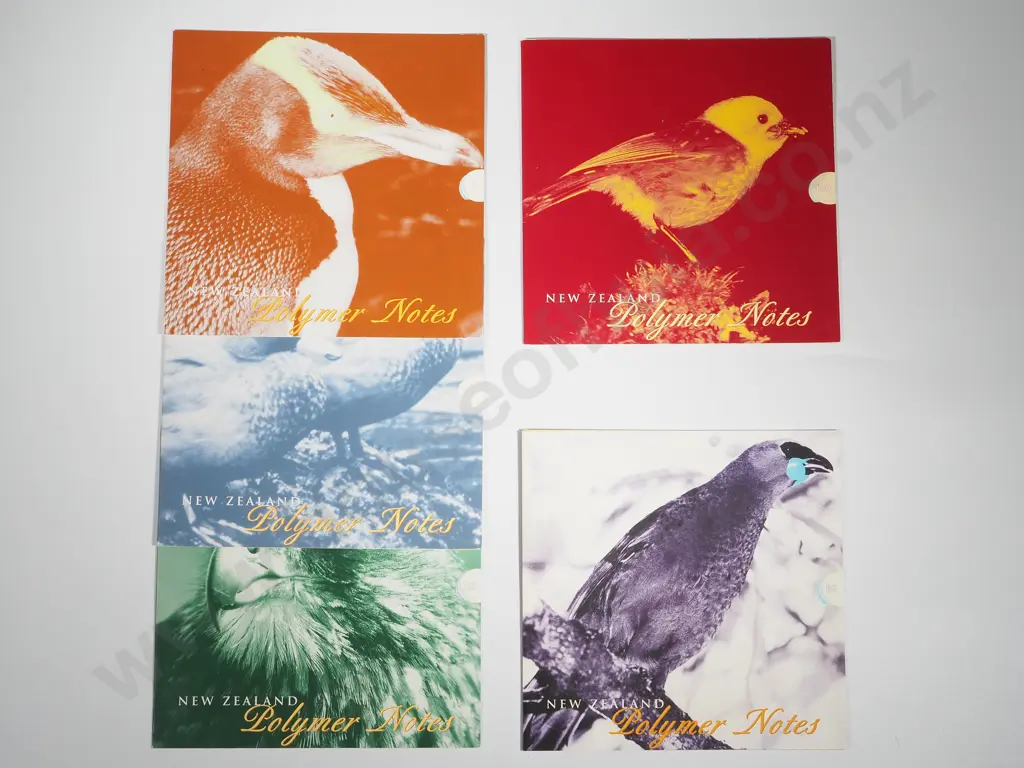 New Zealand Presentation Sets of 1999 $5 - $100 Uncut Pairs in card folders of issue, total CV $900 Image 1++