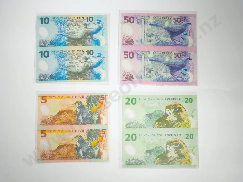 New Zealand Presentation Sets of 1999 $5 - $50 Uncut Pairs Missing card folders of issue Image 1++