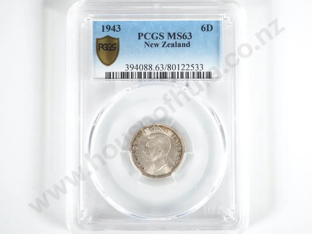 New Zealand 1943 PCGS MS 63 Six Pence Image 1++