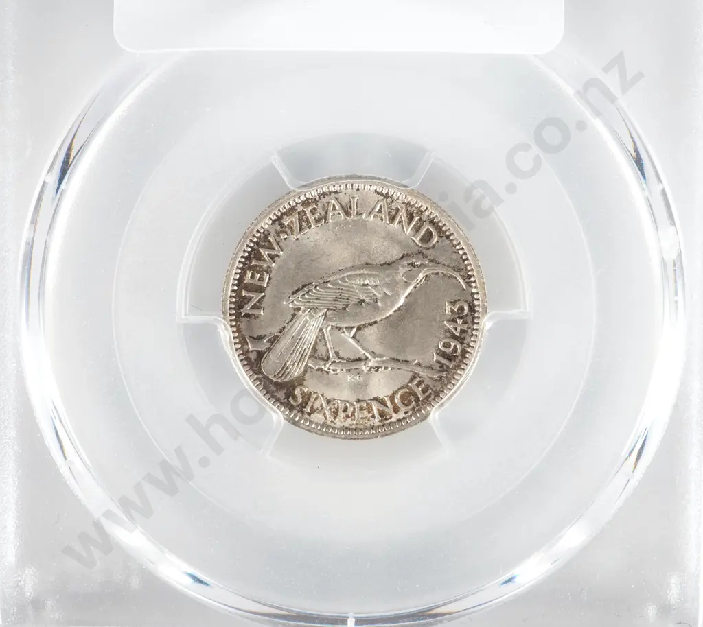 New Zealand 1943 PCGS MS 63 Six Pence Image 1++