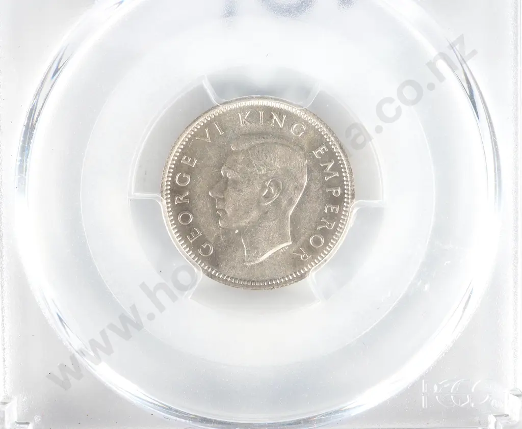 New Zealand 1946 PCGS AU 58  Six Pence Image 1++