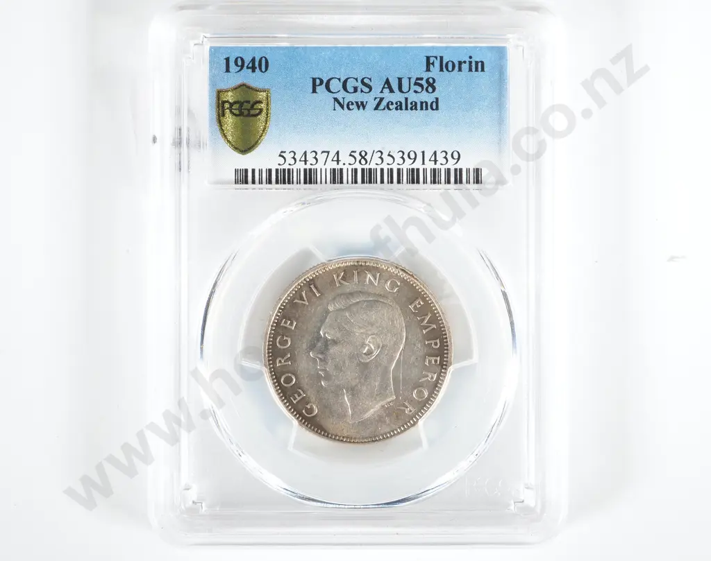 New Zealand 1940 PCGS AU 58 Florin Image 1++