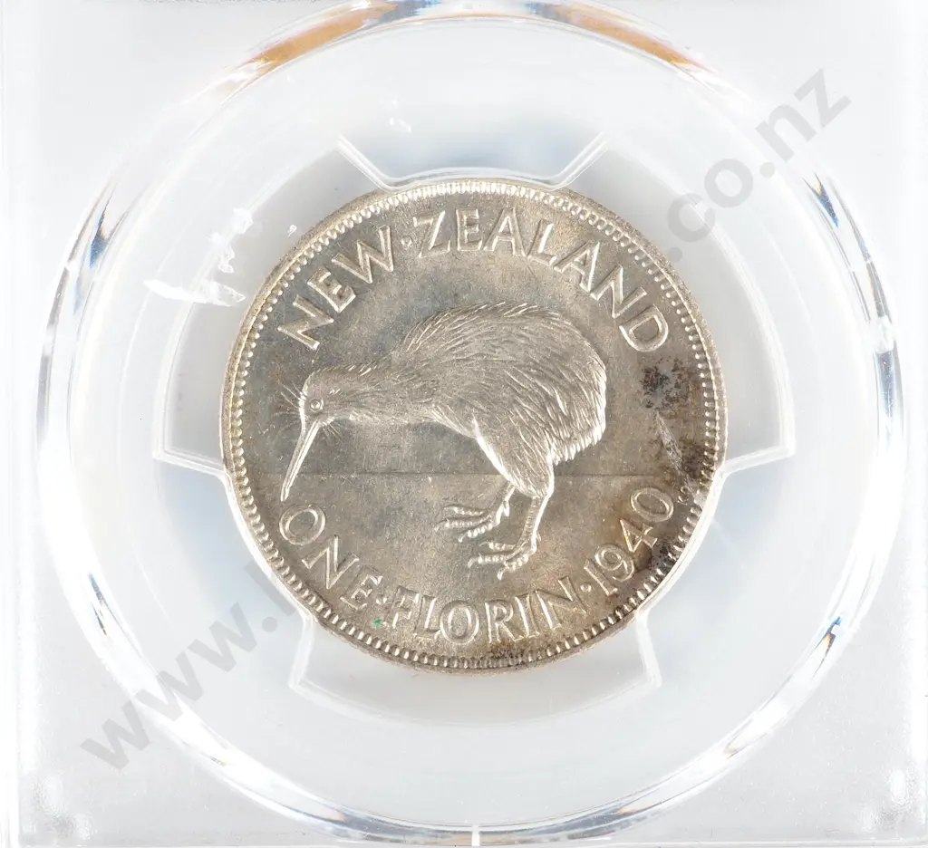 New Zealand 1940 PCGS AU 58 Florin Image 1++