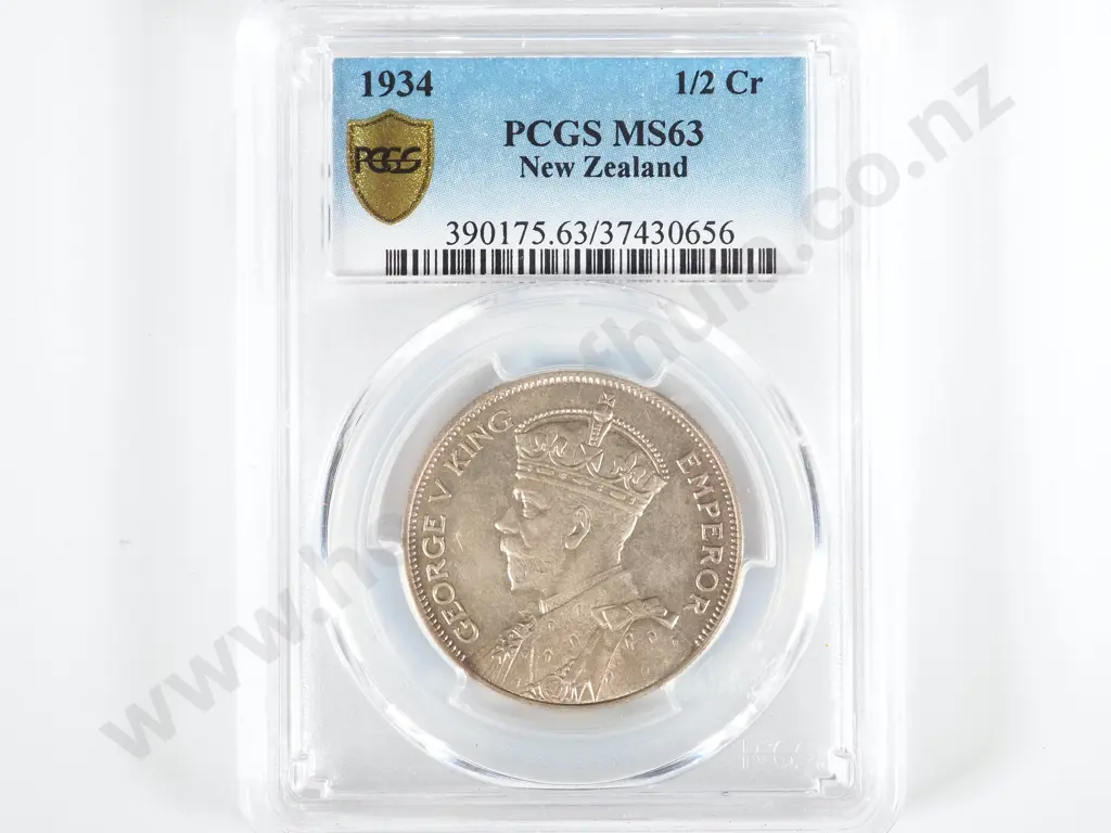 New Zealand 1934 PCGS MS 63 Half Crown Image 1++