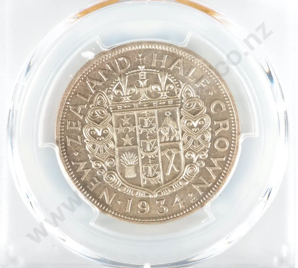 New Zealand 1934 PCGS MS 63 Half Crown Image 1++