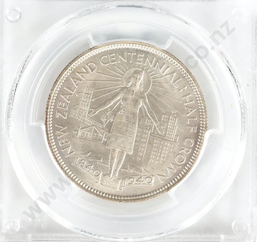 New Zealand 1940 PCGS MS 64 Half Crown Image 1++