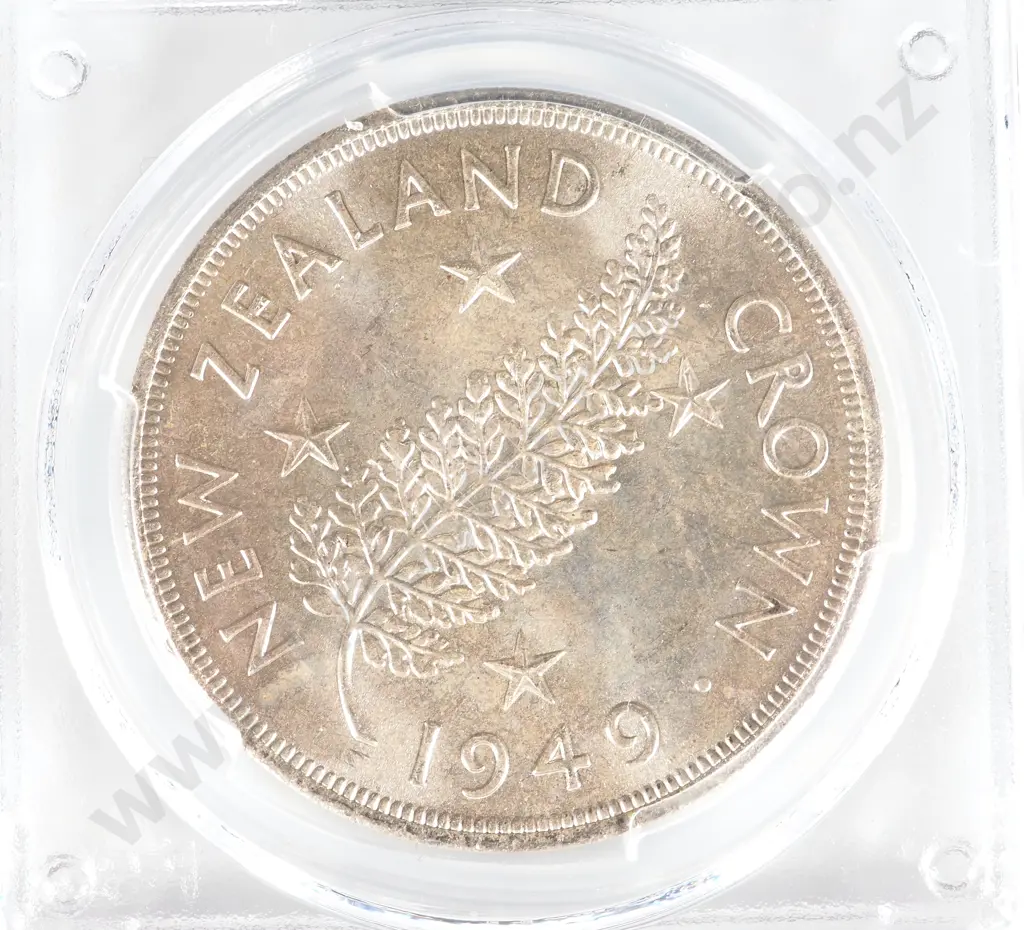 New Zealand 1949 PCGS MS 65 Crown Image 1++