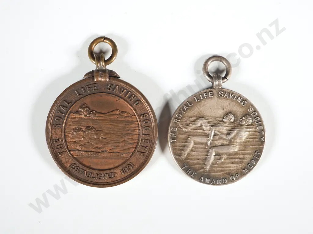 Two Royal Life Saving Medals Awarded to G H Holder in 1911 - One in Sterling Silver Image 1++