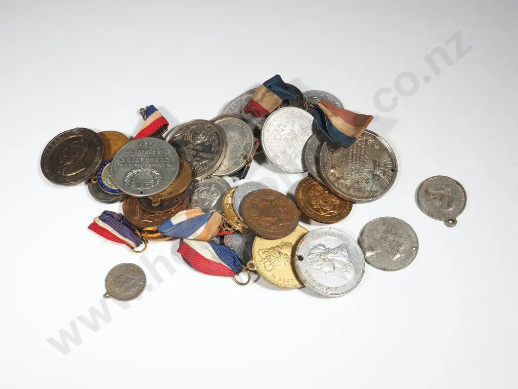 Large Lot of 37 Different British Commonwealth Royalty Medals & Medalets 1840 to 1953 Image 1++