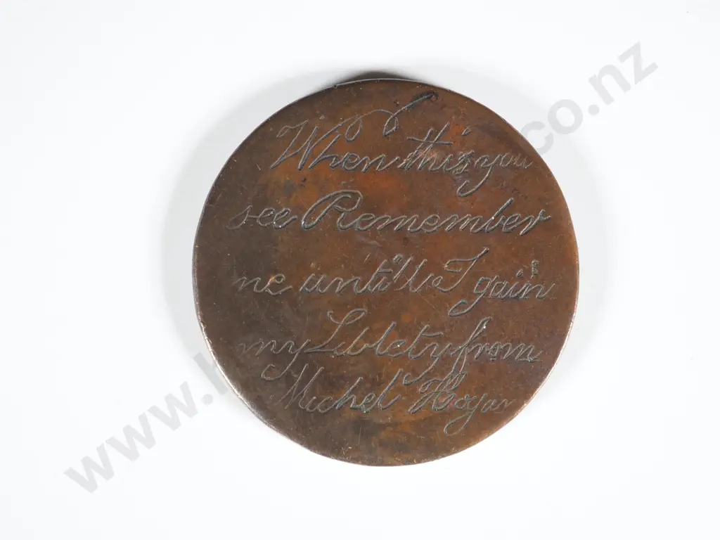 Exceptional 1830 Australian Convict Love Token: On a Defaced English Penny Image 1++