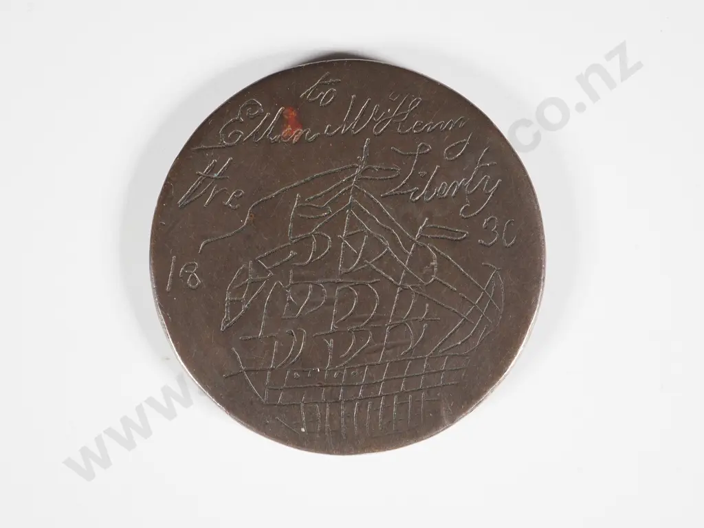 Exceptional 1830 Australian Convict Love Token: On a Defaced English Penny Image 1++