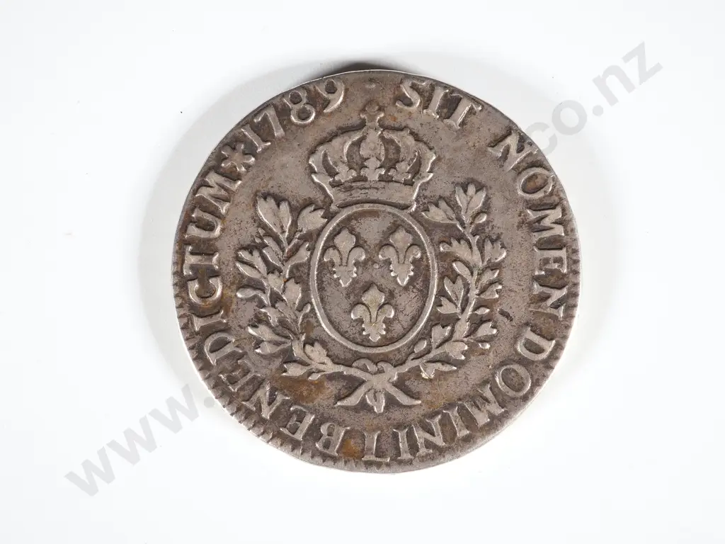1789 France Louis XVI Silver Ecu - Hollowed Out Love Note Holder Image 1++