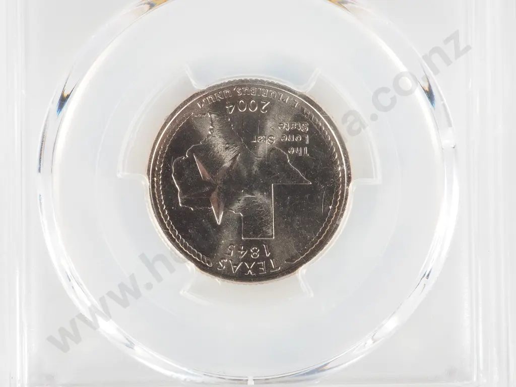 Slabbed PCGS Sample of a 2004 Texas Quarter; Two Slabbed NGS Samples of 2018 P & 2019 P Half Dollars Image 1++