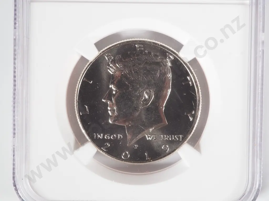 Slabbed PCGS Sample of a 2004 Texas Quarter; Two Slabbed NGS Samples of 2018 P & 2019 P Half Dollars Image 1++