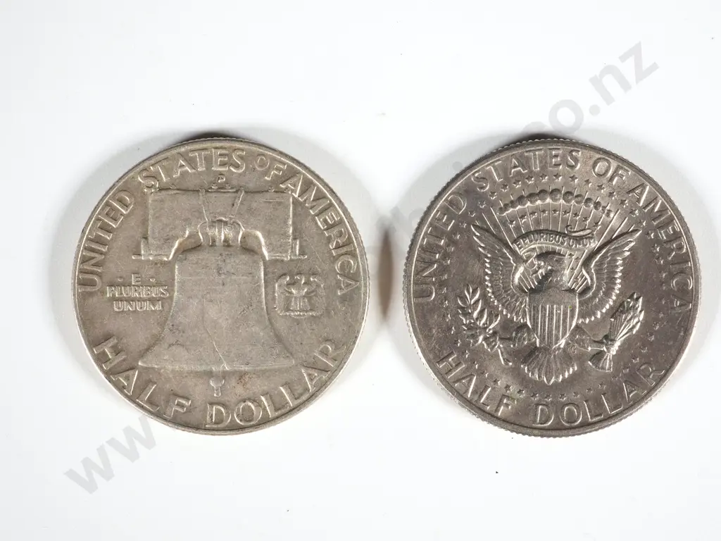 One 1957 & One 1977 US Half Dollars Image 1++