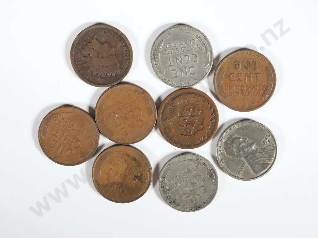 Collection of Early US One Cent Coins (Incl. Three Steel Cents) Image 1++