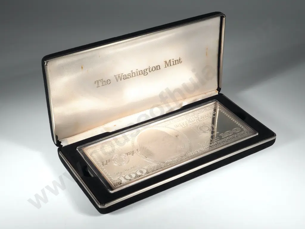 1999 $100 Franklin Quarter - Pound Silver Proof Bar: 4 Troy Ounces 9999 Silver Image 1++