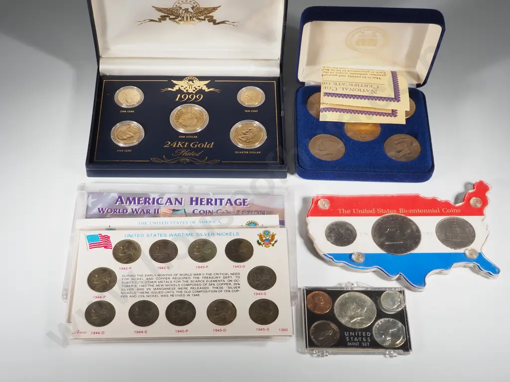 USA: Unofficial & Other Issues. Wartime Silver Nickels Set: 1942 P to 1945 S (11 x coins) Image 1++