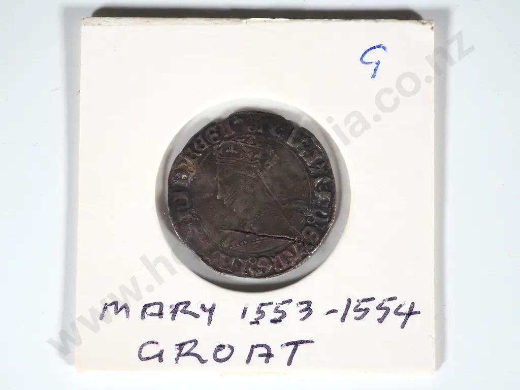 English Hammered Mary Groat - 1553-1554 AD Image 1++