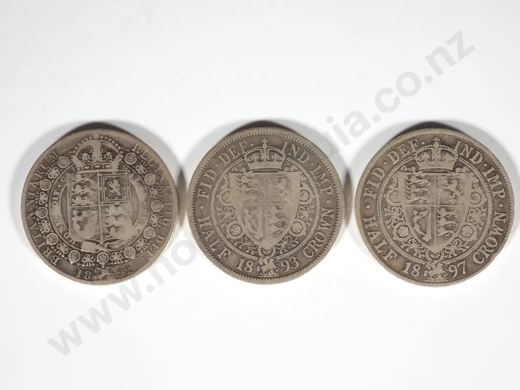 United Kingdom: Three Silver Half Crowns - Queen Victoria Head Image 1++