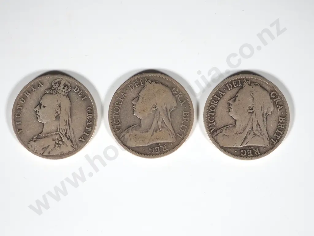 United Kingdom: Three Silver Half Crowns - Queen Victoria Head Image 1++