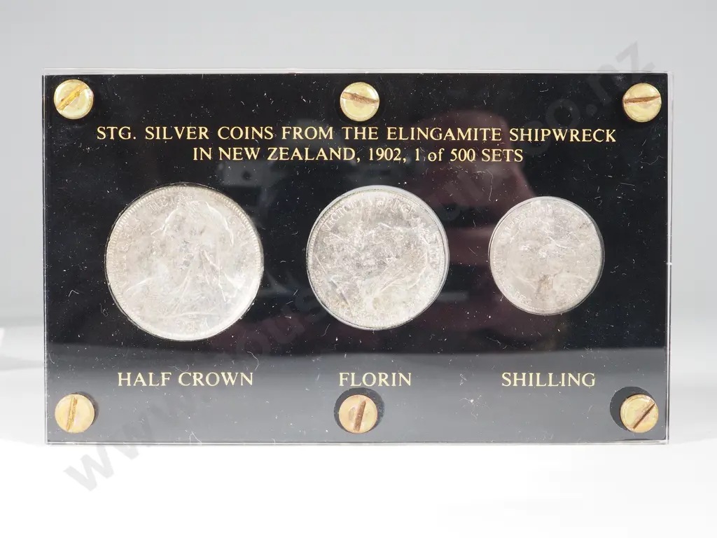 Set of Three Silver Elingamite Shipwreck Coins Image 1++