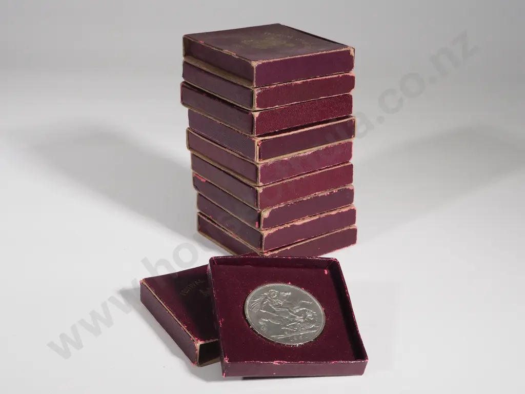 Great Britain: 10 1951 Festival of Britain Cased Crowns Image 1++