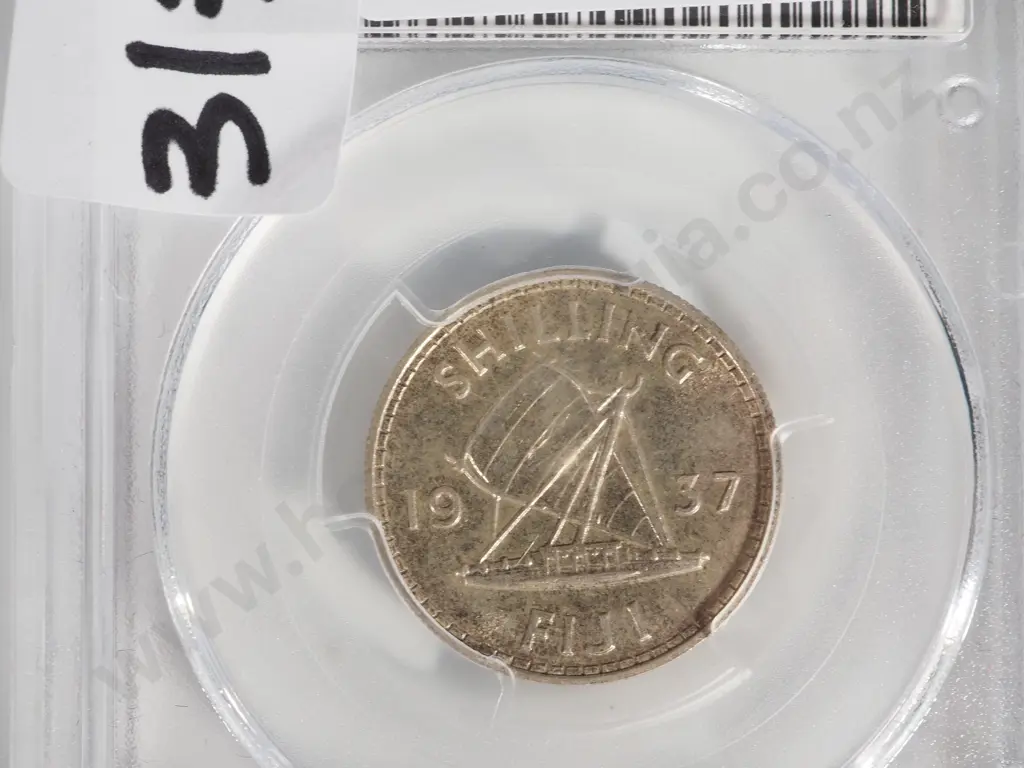 1937 PCGS AU58 Fiji Shilling  Image 1++