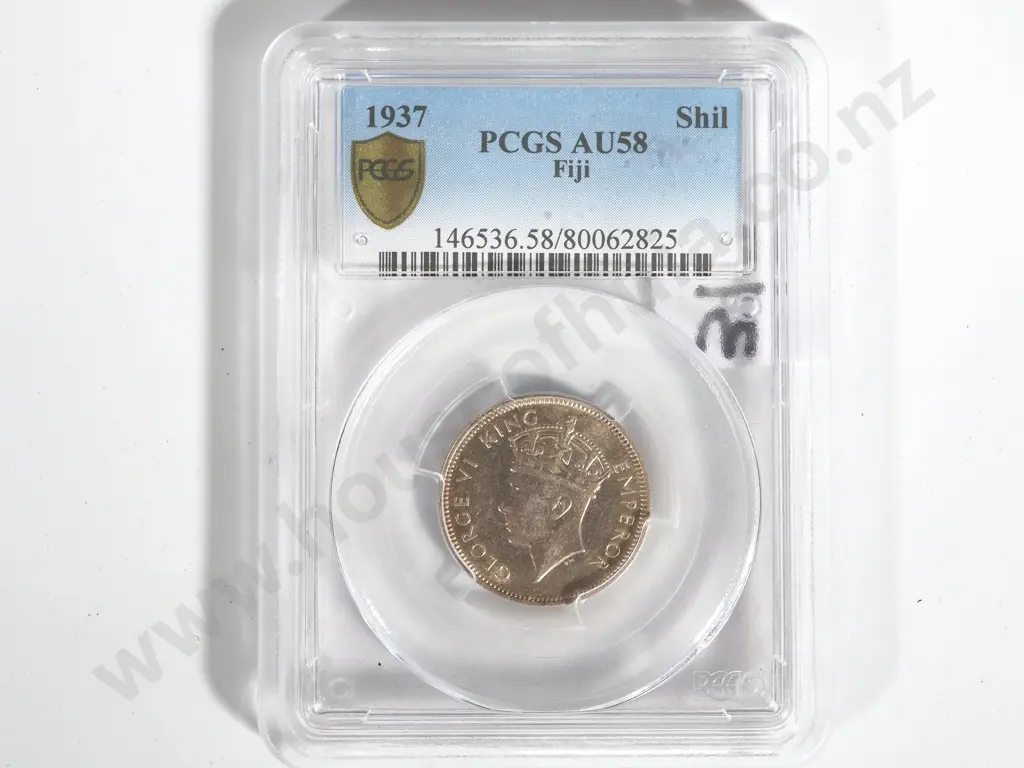 1937 PCGS AU58 Fiji Shilling  Image 1++
