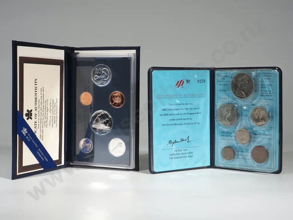 Fiji: 1980, 1982 & 1983 Six Coin Proof Sets.  Combined C.V. US $87 (NZD $155) Image 1++