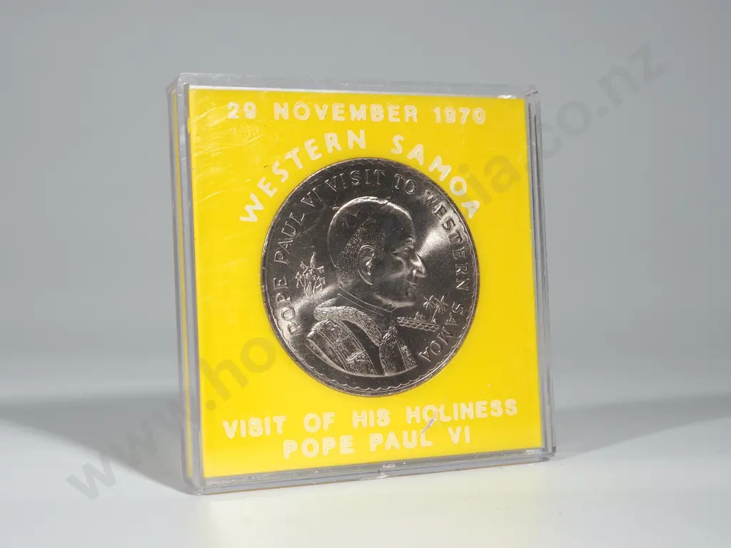 Western Samoa: 30 Cased 1970 Papal Visit One Dollar Coins UNC. Combined C.V. US $150 (NZD $270) Image 1++