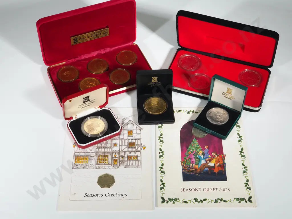 Isle of Man: Seven Non-Silver Coins & Sets UNC: Combined C.V. US $99 (NZD $175) Image 1++