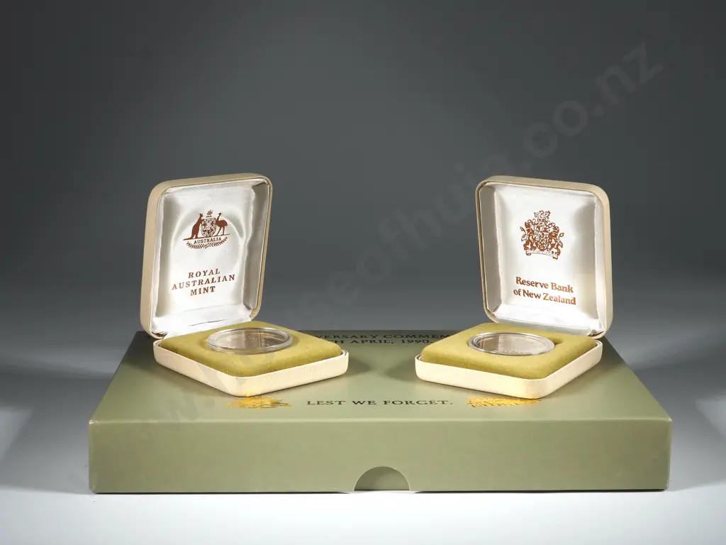 New Zealand 1990 Proof $5 ANZAC Pair Image 1++