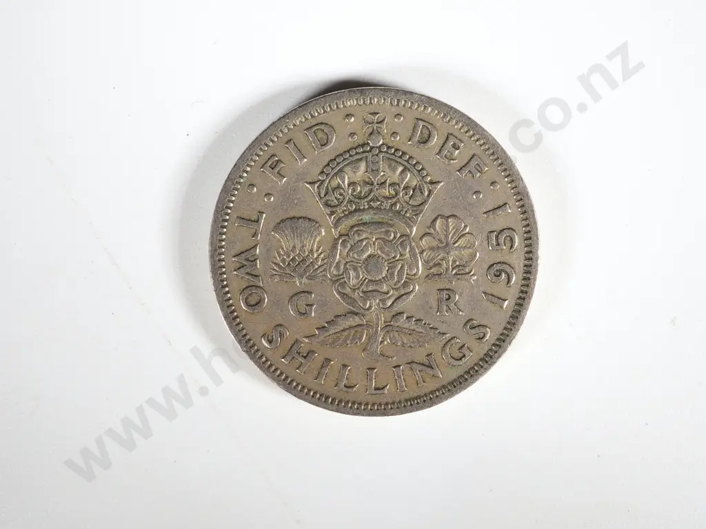 500 United Kingdom Florin or Two Shillings Coins 1947 to 1967, Image 1++