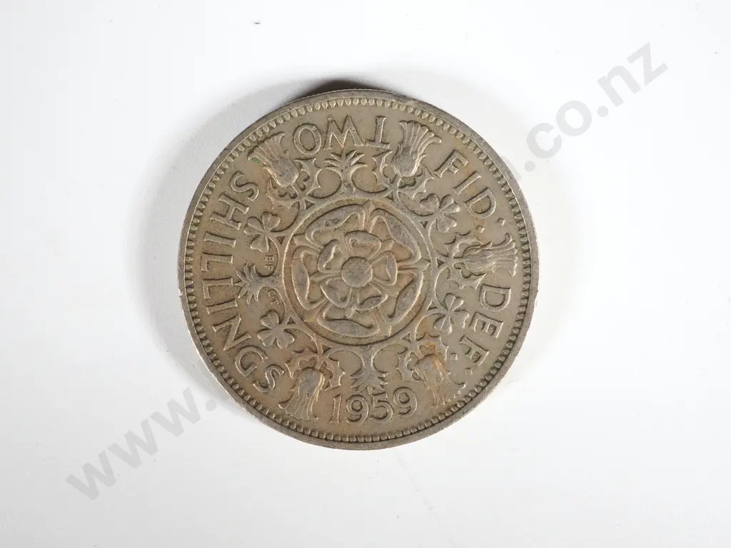 500 United Kingdom Florin or Two Shillings Coins 1947 to 1967, Image 1++