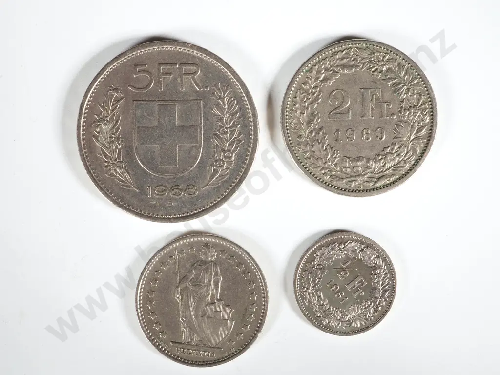Switzerland Currency Coins - Face Value of 270 Francs: $525 Equivalent NZD Image 1++