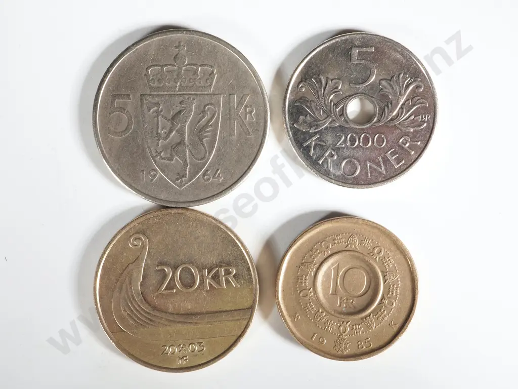 Norway Currency Coins - Face Value 485 Kronors; NZD Equivalent $75 Image 1++