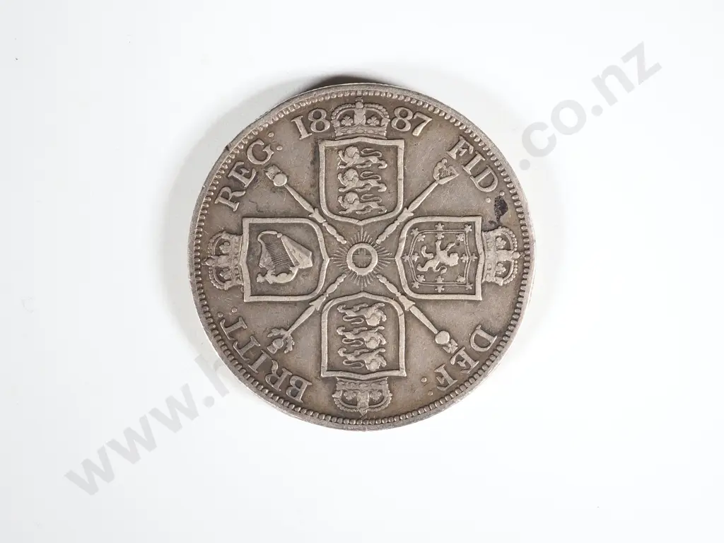 United Kingdom 1887 Florin & 1831 Five Franc Silver Coin Image 1++