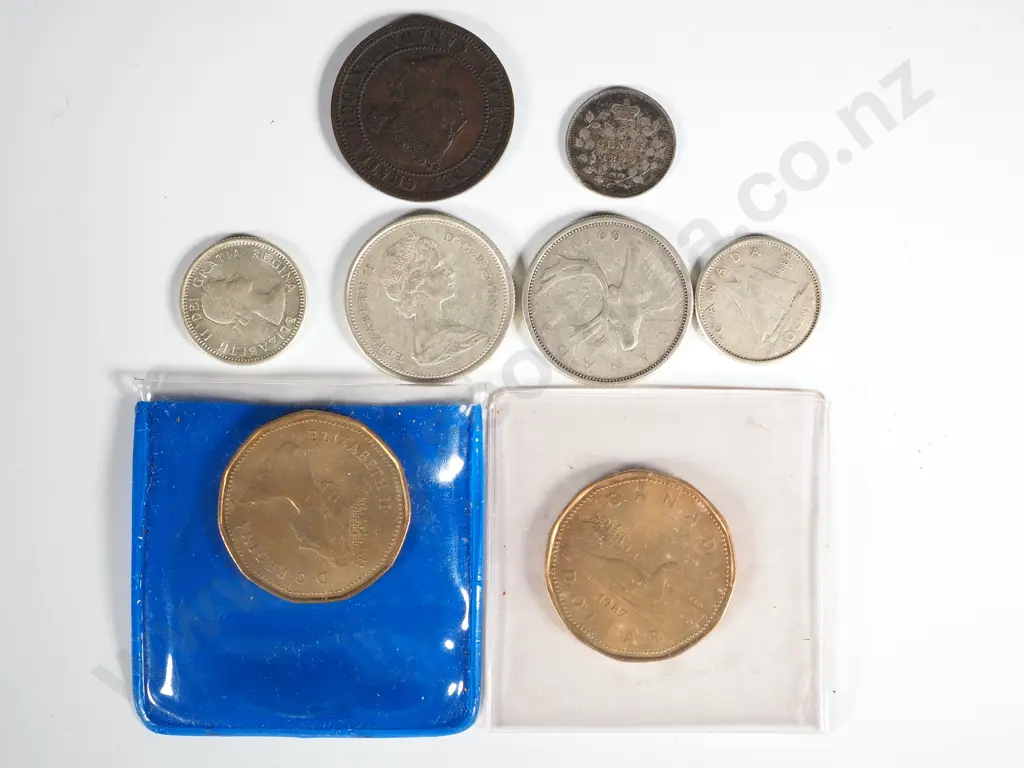 Assorted Canadian Silver Currency & Two $1 Coins Image 1++