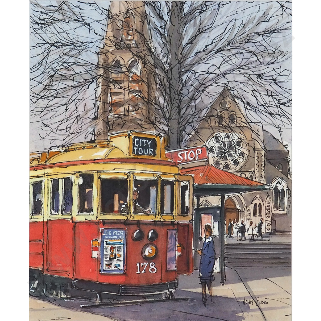 John Young. 2001 Tram Stop, Cathedral Square, Christchurch. Image 1++