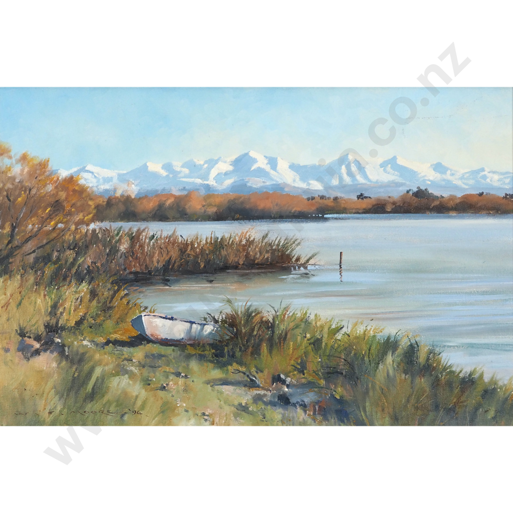 William Francis Moore. 1994. Torlesse Range from Lake Ellesmere, Canterbury, NZ. Image 1++