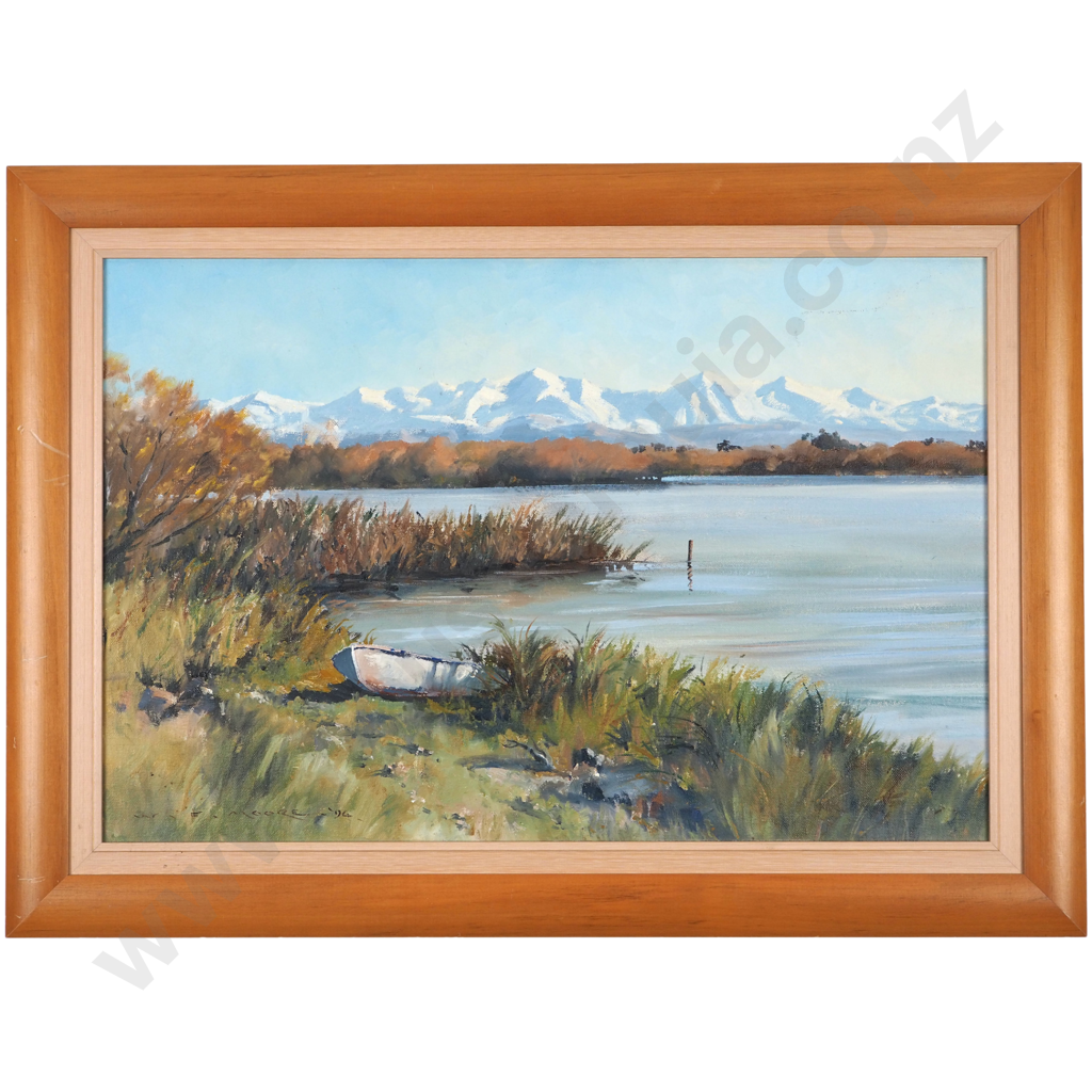 William Francis Moore. 1994. Torlesse Range from Lake Ellesmere, Canterbury, NZ. Image 1++