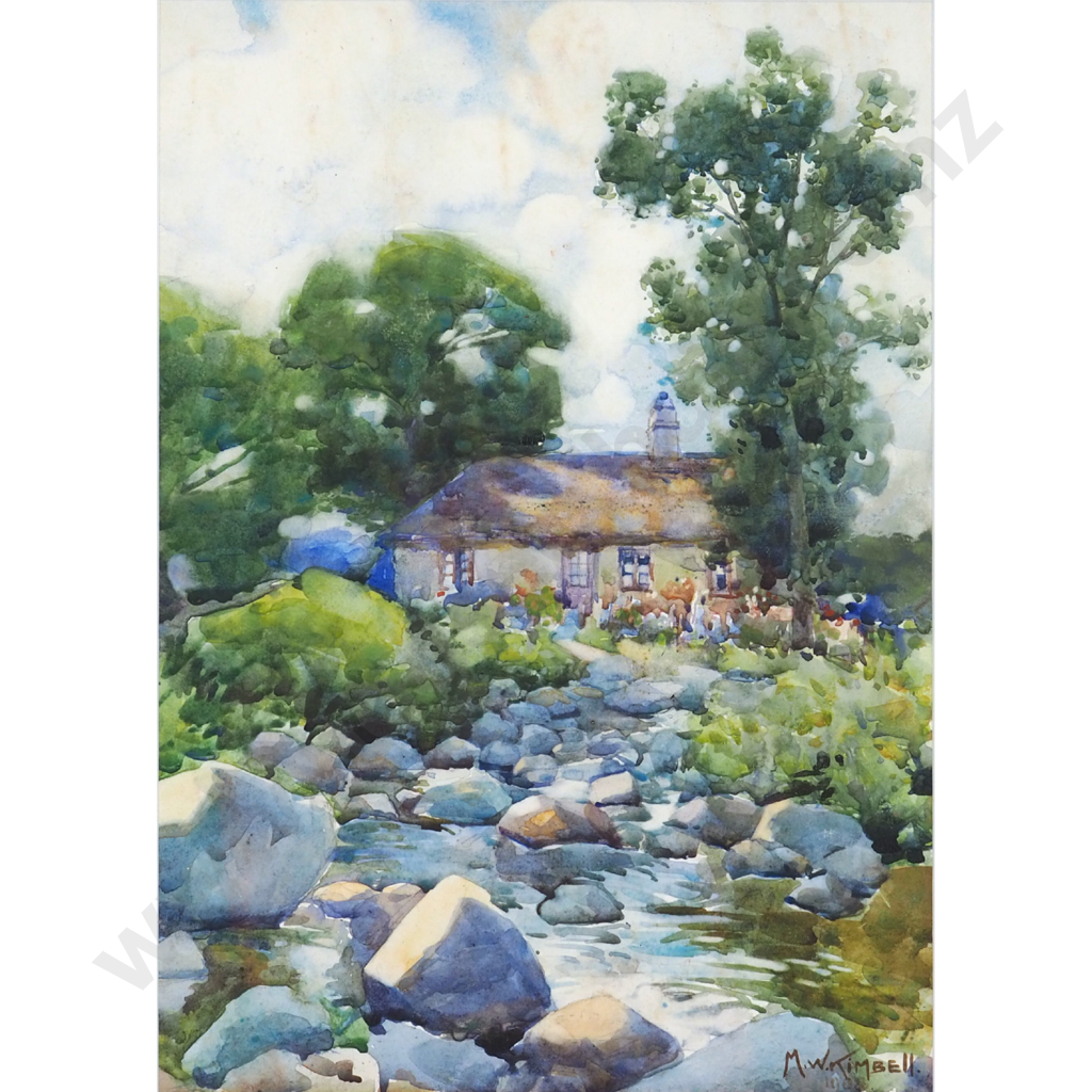 Maude W Kimbell (Sherwood).  1908. By the Mangawhero River. Image 1++