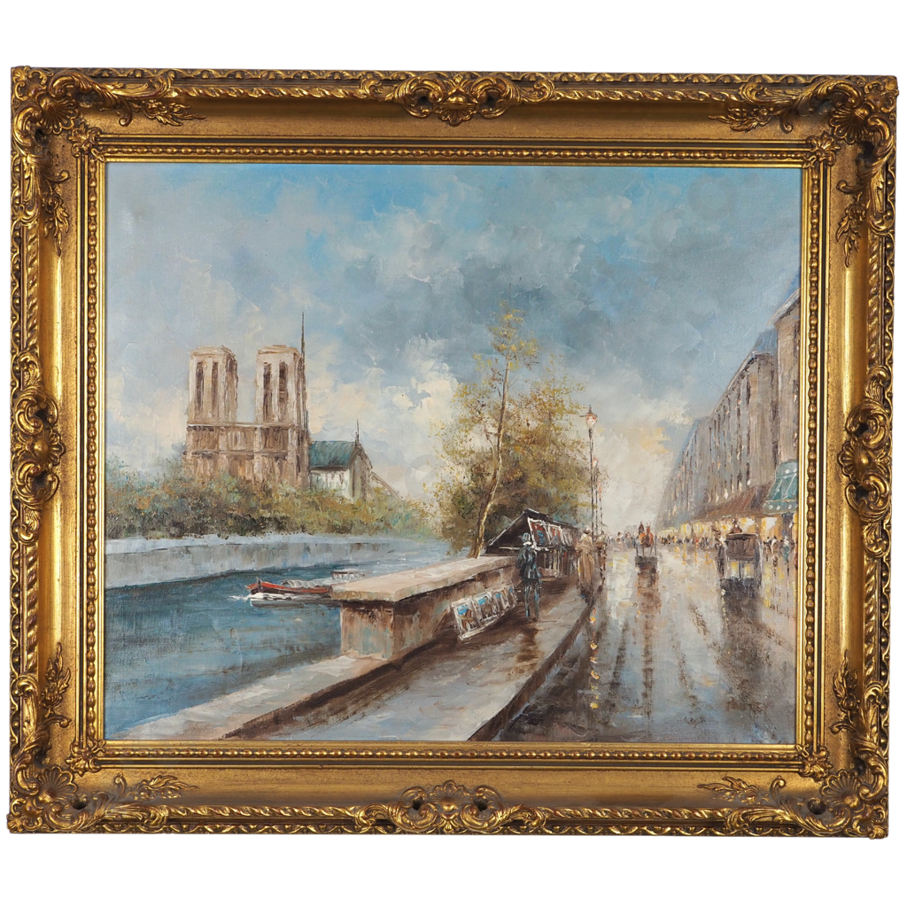 Parisian Landscape w the Seine & Notre Dame Cathedral. Image 1++