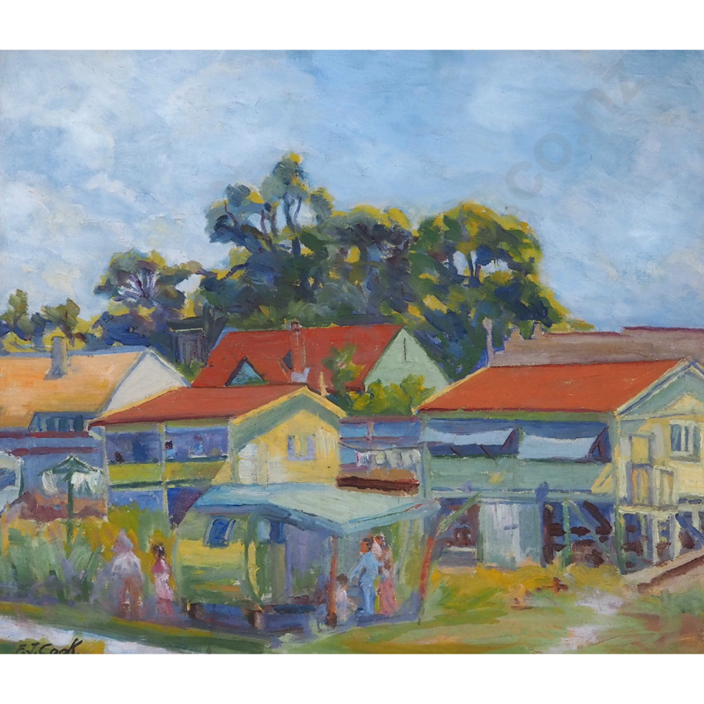 F.J. Cook. 1952: Holiday Cottage Pahia Image 1++