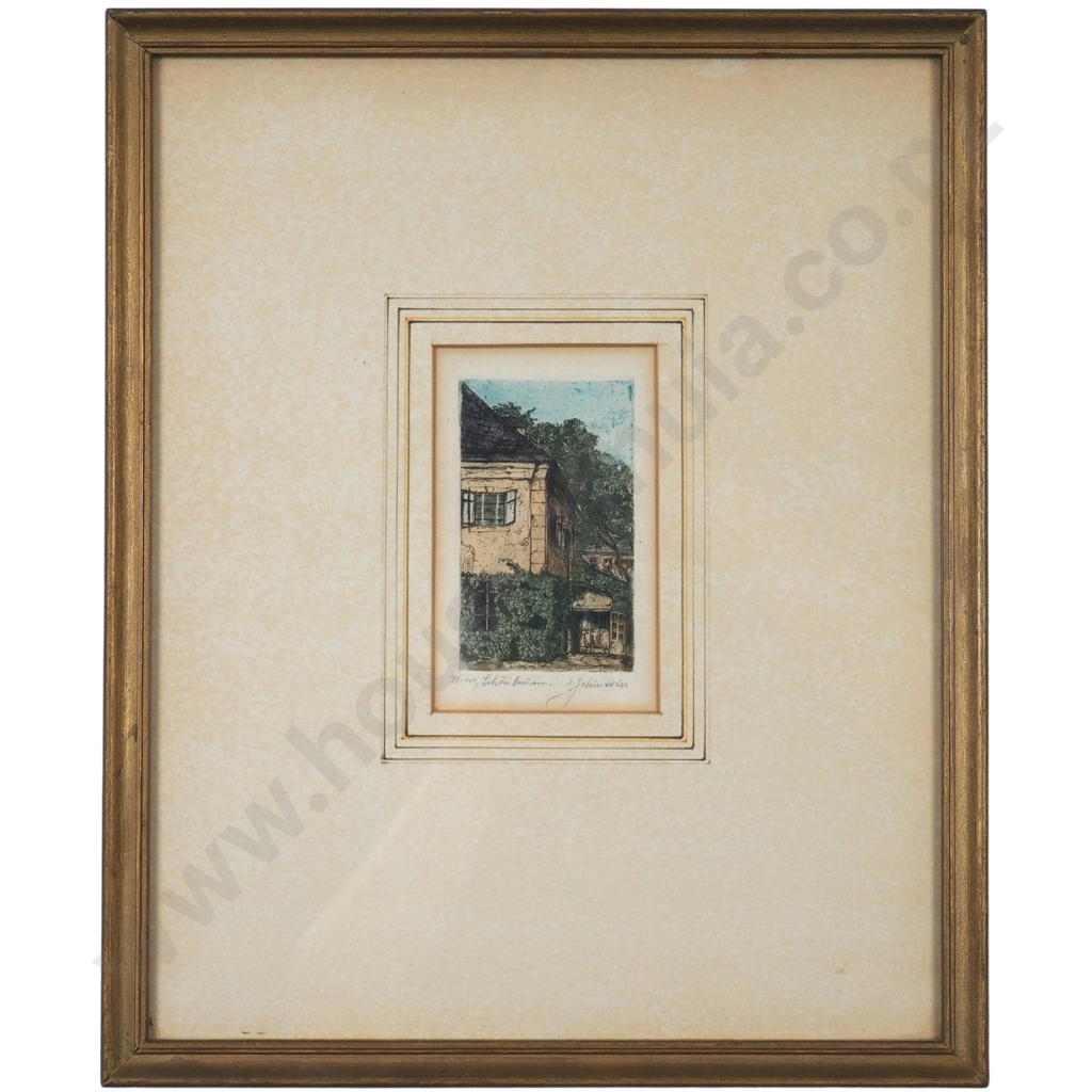 Pair of Hand Coloured Etchings. Opera House, Paris & Farm House Image 1++
