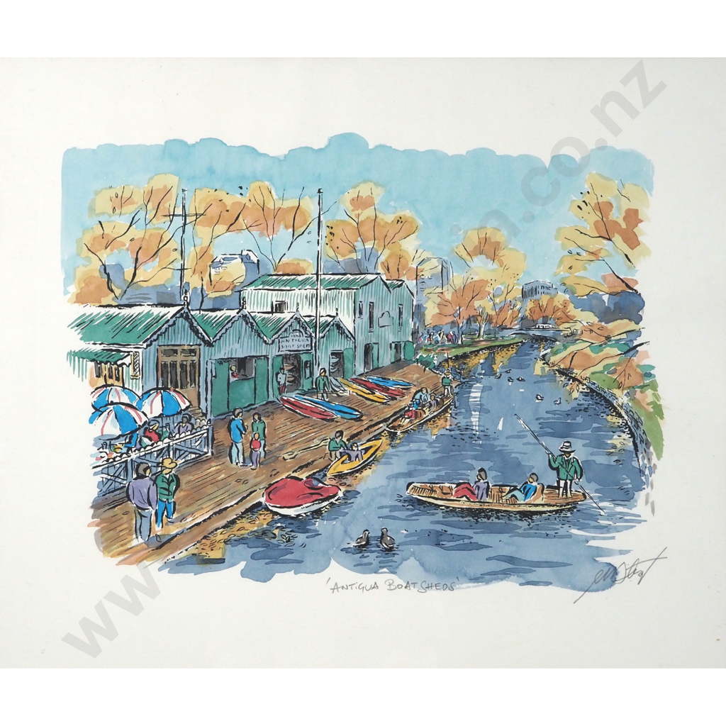 C.W. Dent.  'Antigua Boat Sheds'. Image 1++