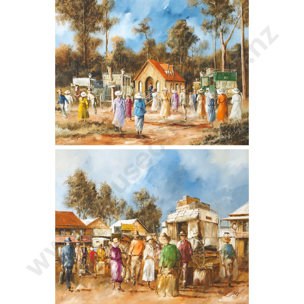Gin. 1989. Two Country Australian Scenes: The Country Wedding I; Sunday Freight. Image 1++